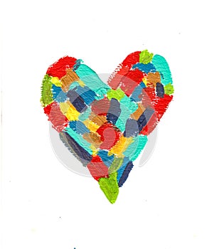 Handmade acrylic colorful heart pattern