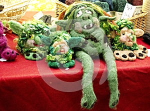 Handmade alpaca troll dolls made of fur