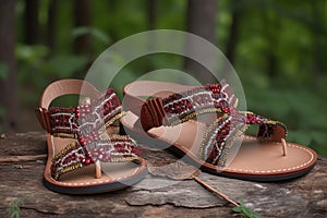 handmade, artisanal sandals in rich leather and intricate beading