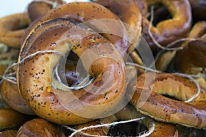 Handmade bagels on a fair