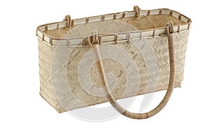 Handmade bamboo basket isolated on white background