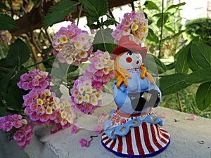 Handmade beauty russiantoy toys lady art sculptur flower pink blue women photo