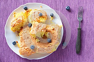 Galleta tarta arándanos en blanco cerámico lámina 