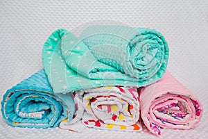 Handmade blanket on white background