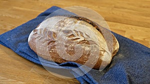 Handmade bread in the kitchen room, with a space