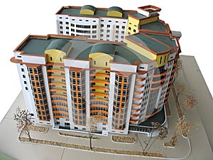 Handmade breadboard model of a modern building