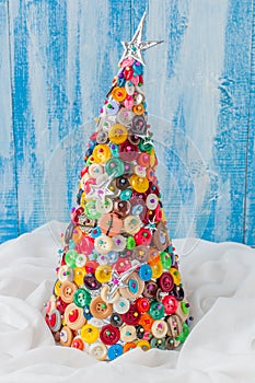 Handmade Button and Pin Christmas Tree