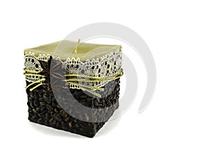 Handmade candle coffee on a white background