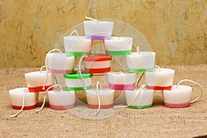 Handmade candles in the shape of a cylinder