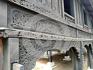 Handmade carvings in a traditional Malay house in Negeri Sembilan, Malaysia.