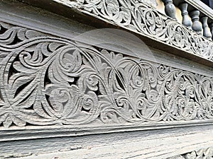 Handmade carvings in a traditional Malay house in Negeri Sembilan, Malaysia.