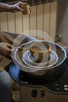 Brush strokes on raw pottery