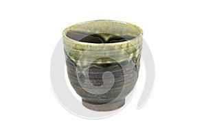 A handmade ceramic mug isolate on white background. With clipping path