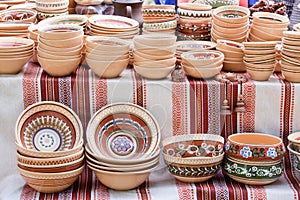 Handmade ceramics souvenirs at handicraft market