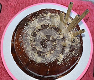 Handmade chocolate cake