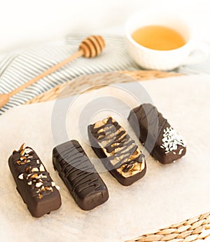 Handmade chocolate candies with nuts