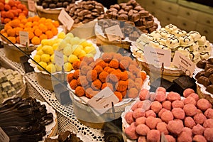 Handmade chocolate sweets in Lviv`s shop