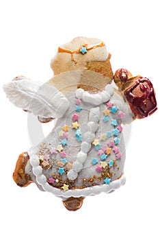 Handmade Christmas Decoration Gingerbread Angel with Gift