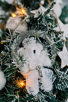 Handmade Christmas mouse toy close-up