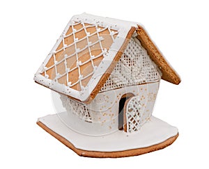 Handmade christmas winter Gingerbread house, traditional