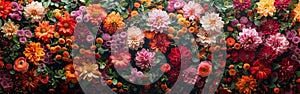 Handmade Chrysanthemum Flower Wall for Wedding Decoration - Vibrant Red, Orange, Pink, Purple, Green, and White Background