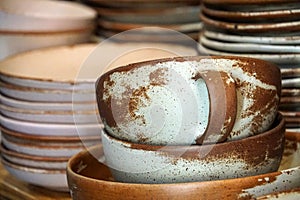 Handmade color ceramic porcelain dinnerware plates dishes cups chopsticks set
