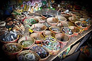 Handmade colorful bracelets in a local market of Kuching City, Malaysia