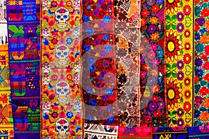 Handmade colorful fabric with pattern on Chichicastenango market