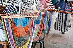 Handmade colorful hammocks photo