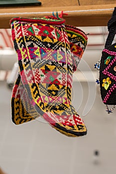 handmade colorful Turkish ethnic styled woven socks