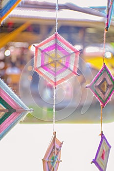 Handmade Craft hang on the roof in Pattaya Floating Market in Chonburi City Thailand