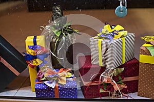 Handmade decorated presents. A gift is an object that is given, offering to someone for free as a sign of affection, love, respect