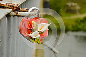 Handmade decoration of wedding lock