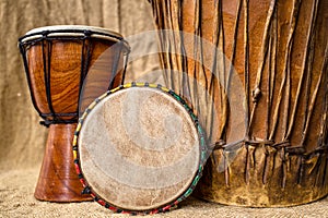 Handmade djembe drums