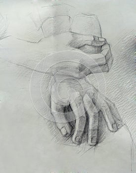 A handmade drawing of hands