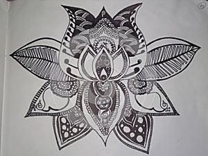 A Handmade drawing of India`s national flower Lotus