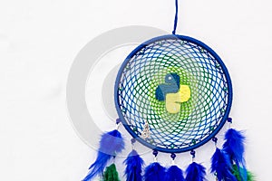 Handmade dream catcher with feathers threads and beads rope hanging