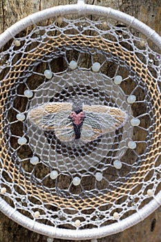 Handmade dream catcher with feathers threads and beads rope hanging