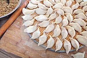 Handmade dumplings prepared before Chinese traditional festival