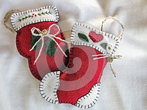 Handmade fabric Christmas tree ornaments