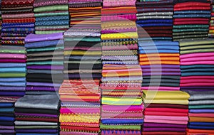 Handmade fabrics of different colors, Pakokku,Myanmar