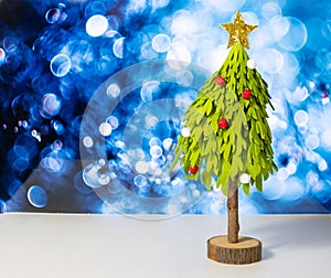 Handmade from felt and wood. Christmas tree