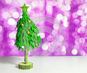 Handmade from felt and wood. Christmas tree