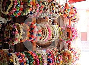 Handmade flower crown for sale in Mexican village photo