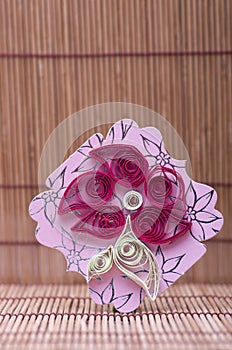 Handmade flower quilling paper craft,hobby practise.