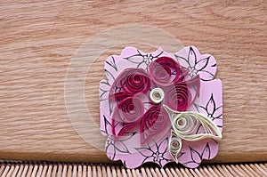 Handmade flower quilling paper craft,hobby practise.