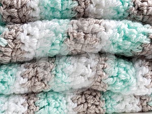 Handmade folded crochet pattern up close