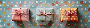 Handmade Gift Boxes on Polka Dot Background: Perfect for Any Occasion