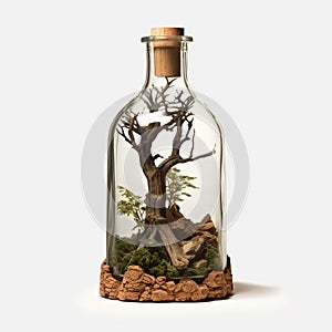 Meticulously Crafted Glass Bottle Statue With Nature-inspired Imagery photo