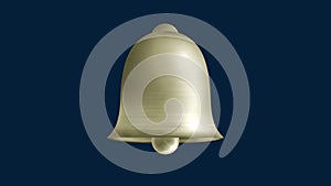 Handmade gold bell on a dark blue background.